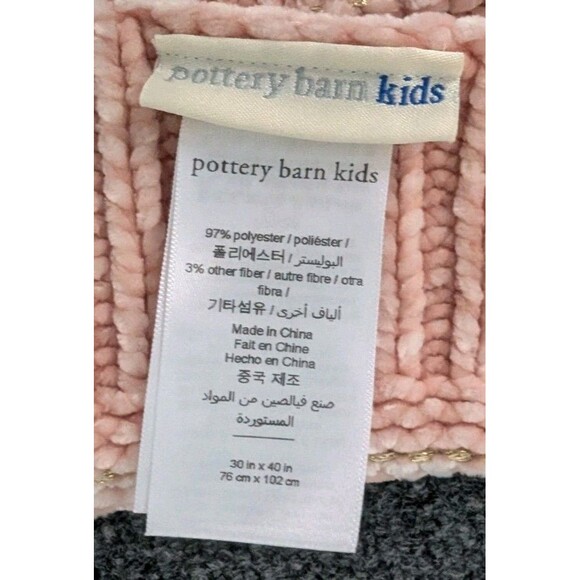 Pottery Barn Kids Small Throw Blanket Knit Crochet Pink Gold 30x38 Baby - Picture 3 of 8